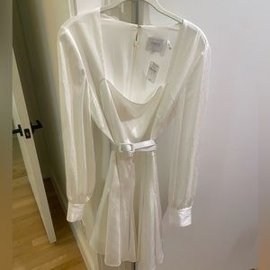 NWT One 33 Social White square neck satin dress